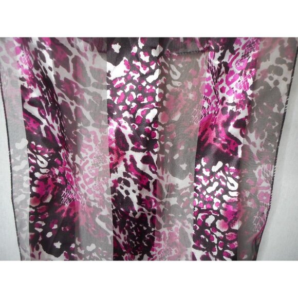 Vintage Sheer Striped Purple White Black Abstract rectangle scarf Estate Find - Picture 2 of 3